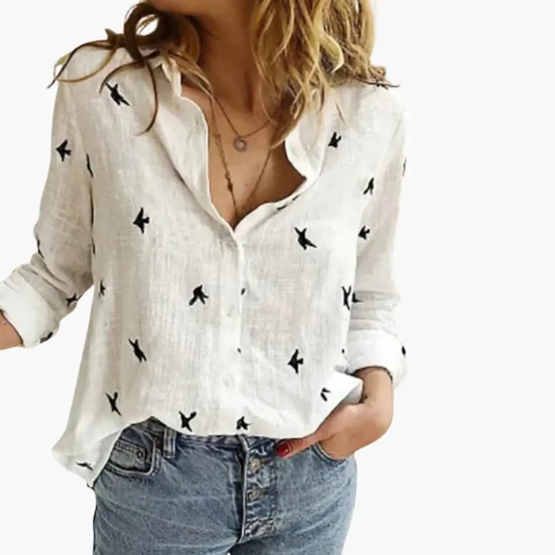 Women’s Polka Dot Print Blouse Long Sleeve Woven Top