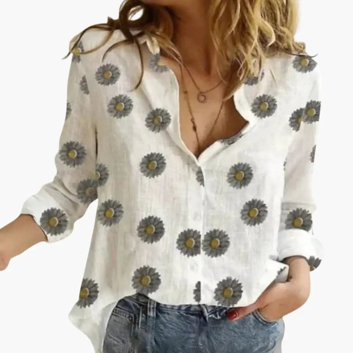 Women’s Polka Dot Print Blouse Long Sleeve Woven Top
