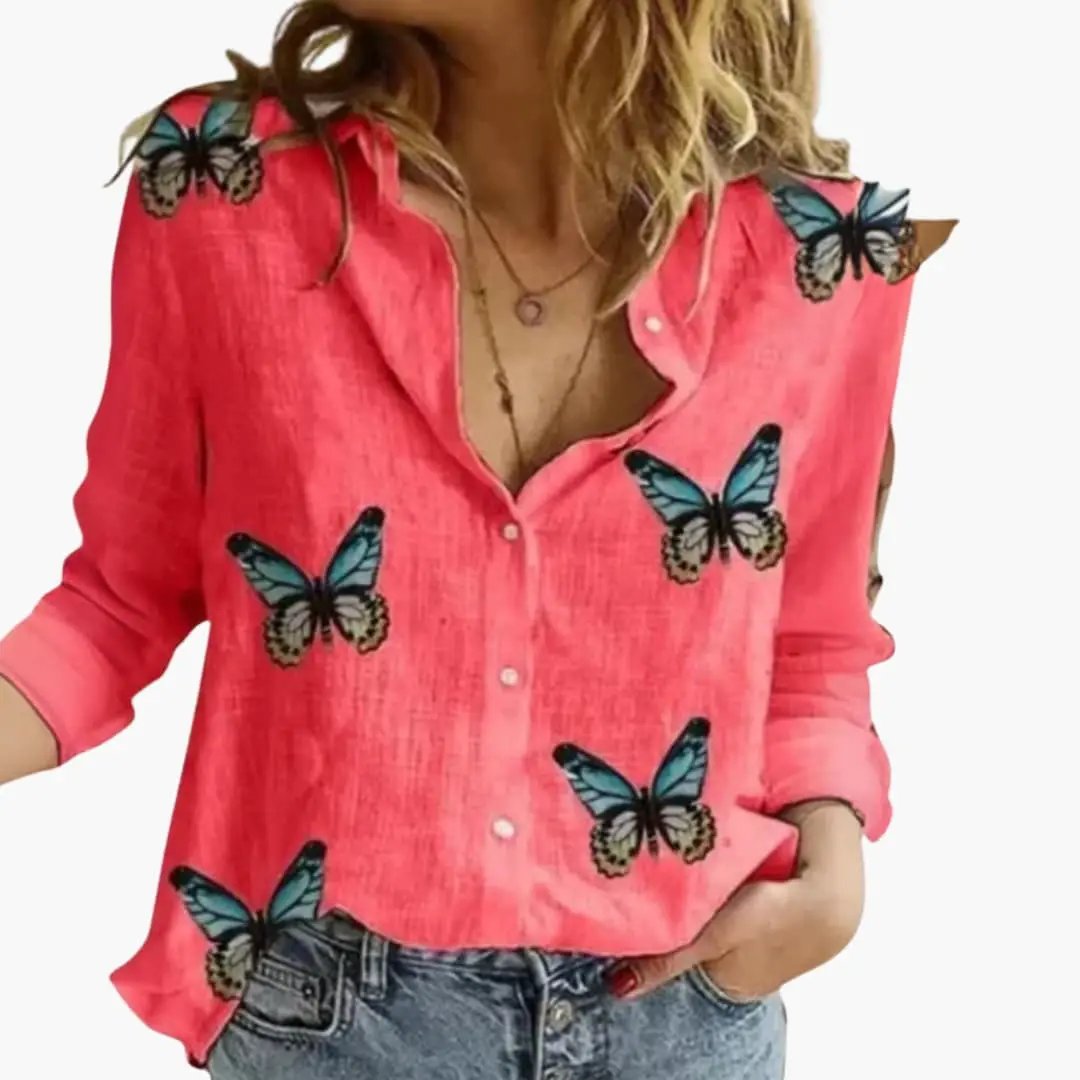 Women’s Polka Dot Print Blouse Long Sleeve Woven Top
