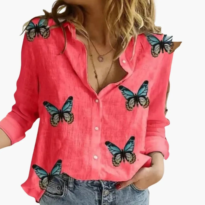 Women’s Polka Dot Print Blouse Long Sleeve Woven Top