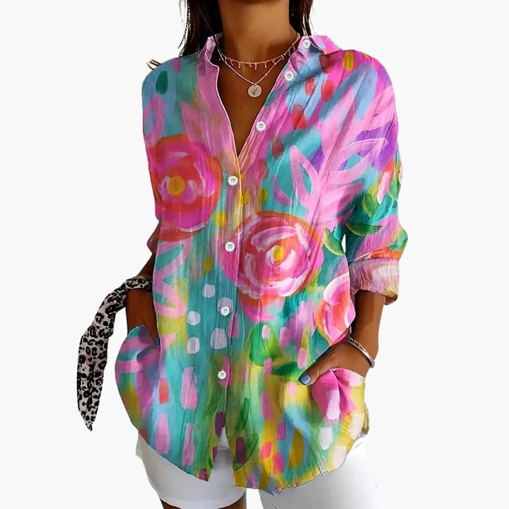 Women’s Printed Blouse Short Sleeve Loose Fit