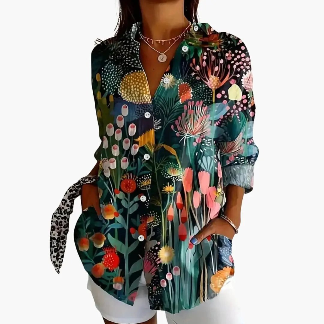 Women’s Printed Blouse Short Sleeve Loose Fit