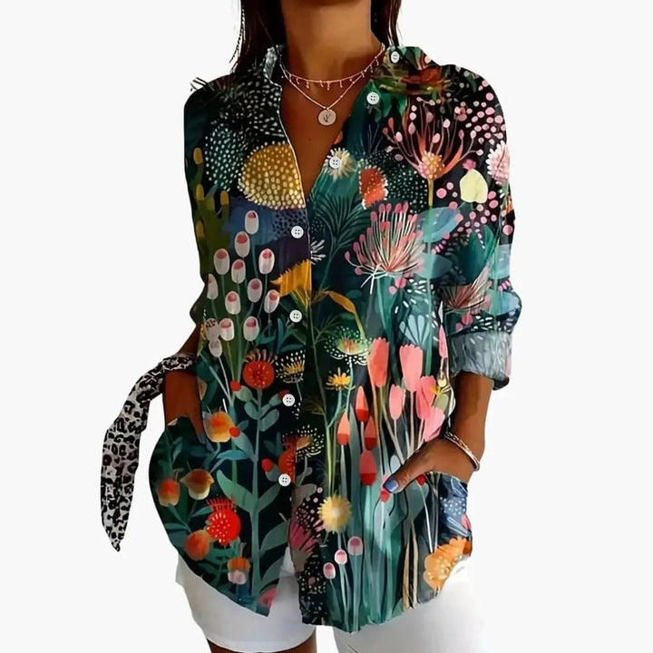 Women’s Printed Blouse Short Sleeve Loose Fit