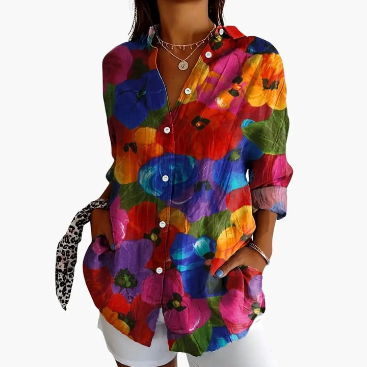 Women’s Printed Blouse Short Sleeve Loose Fit