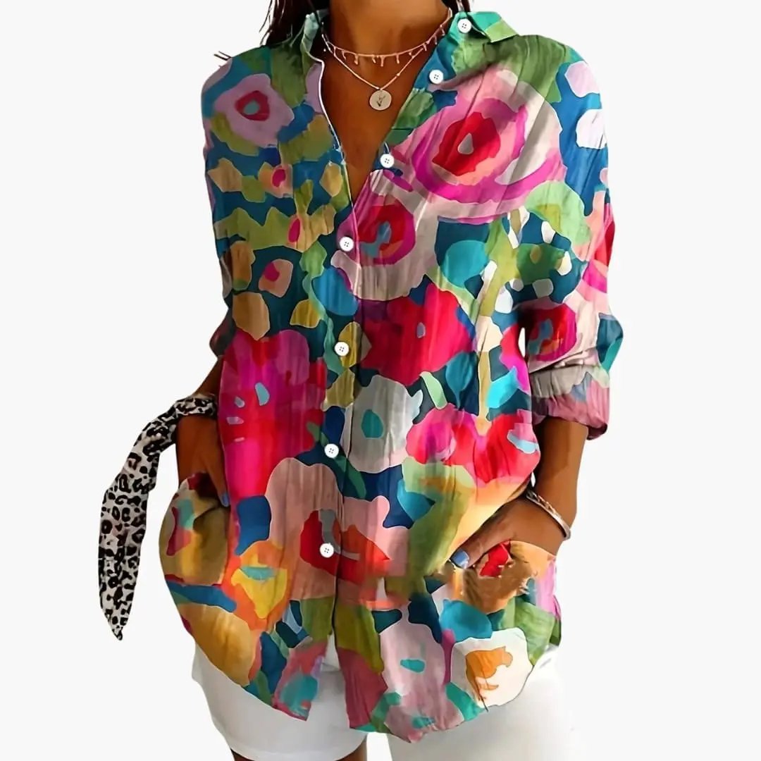 Women’s Printed Blouse Short Sleeve Loose Fit