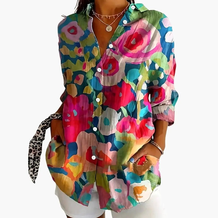 Women’s Printed Blouse Short Sleeve Loose Fit