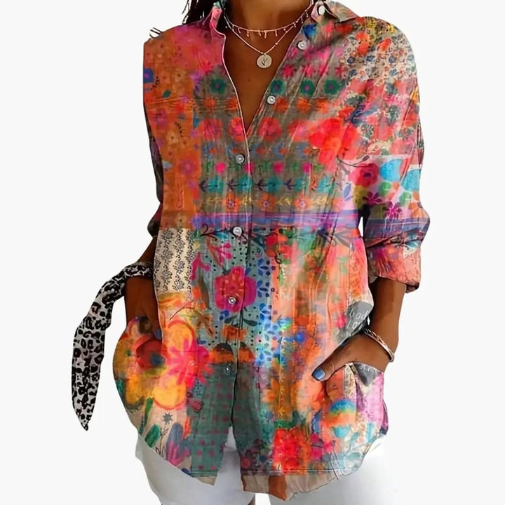 Women’s Printed Blouse Short Sleeve Loose Fit