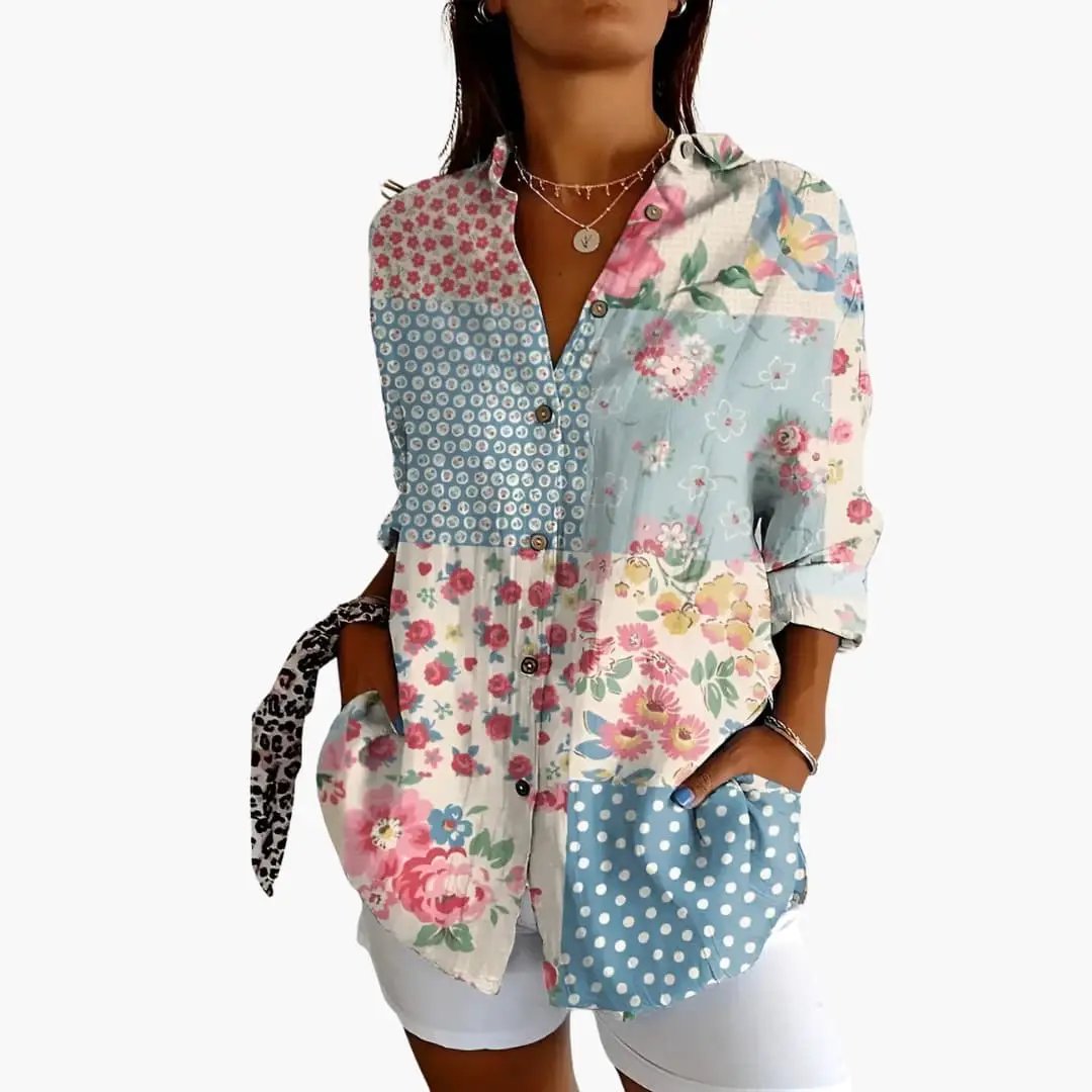 Women’s Printed Blouse Short Sleeve Loose Fit Everyday Top