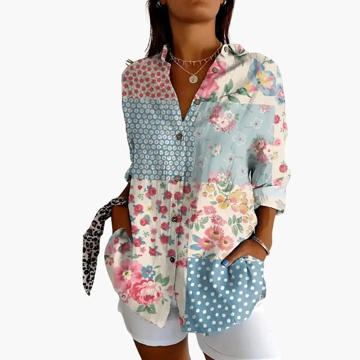 Women’s Printed Blouse Short Sleeve Loose Fit Everyday Top