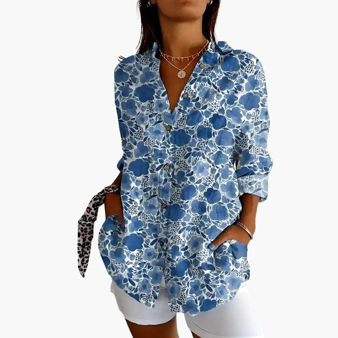 Women’s Printed Blouse Short Sleeve Loose Fit Everyday Top