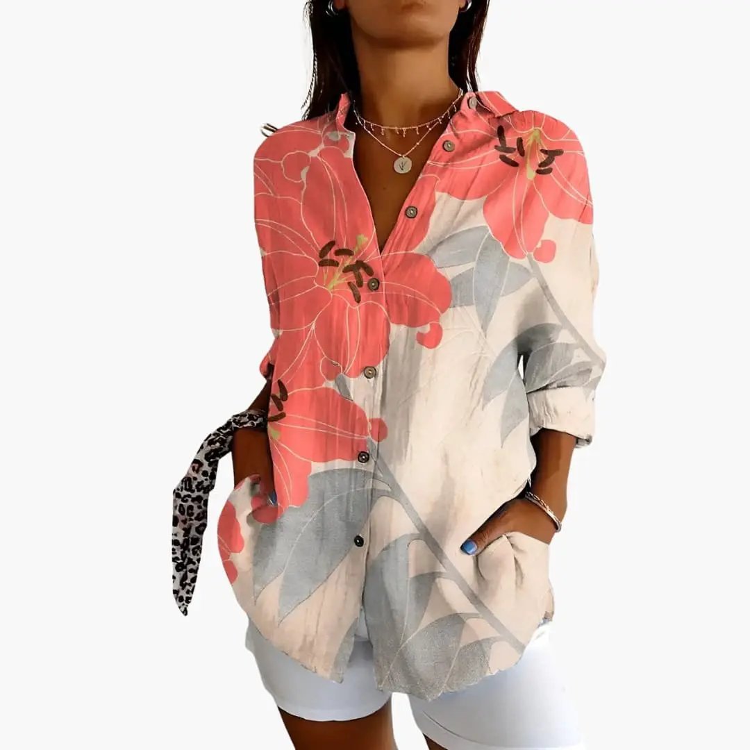 Women’s Printed Blouse Short Sleeve Loose Fit Everyday Top