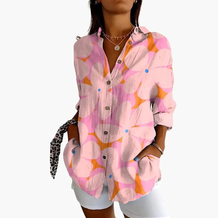 Women’s Printed Blouse Short Sleeve Loose Fit Everyday Top