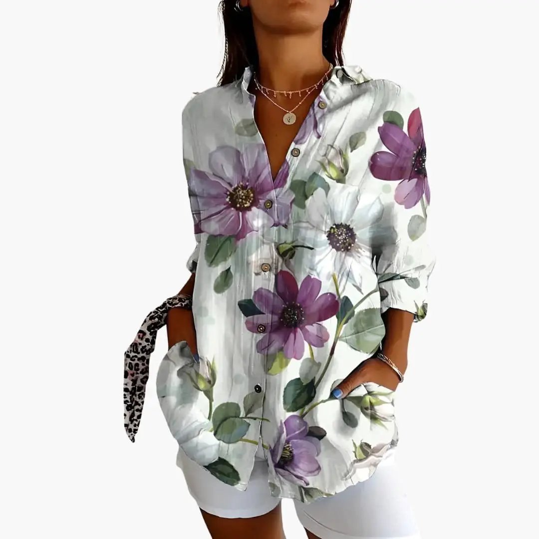 Women’s Printed Blouse Short Sleeve Loose Fit Everyday Top