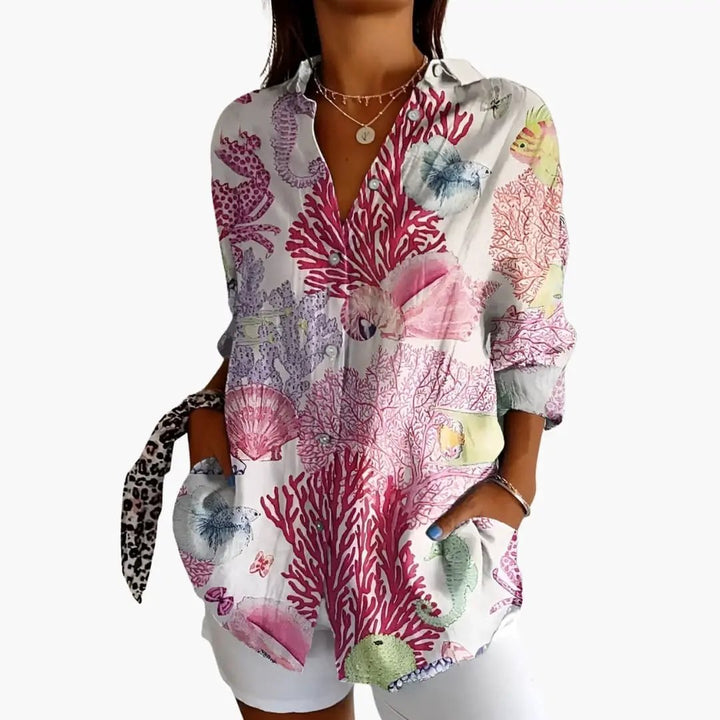 Women’s Printed Blouse Short Sleeve Loose Fit Everyday Top