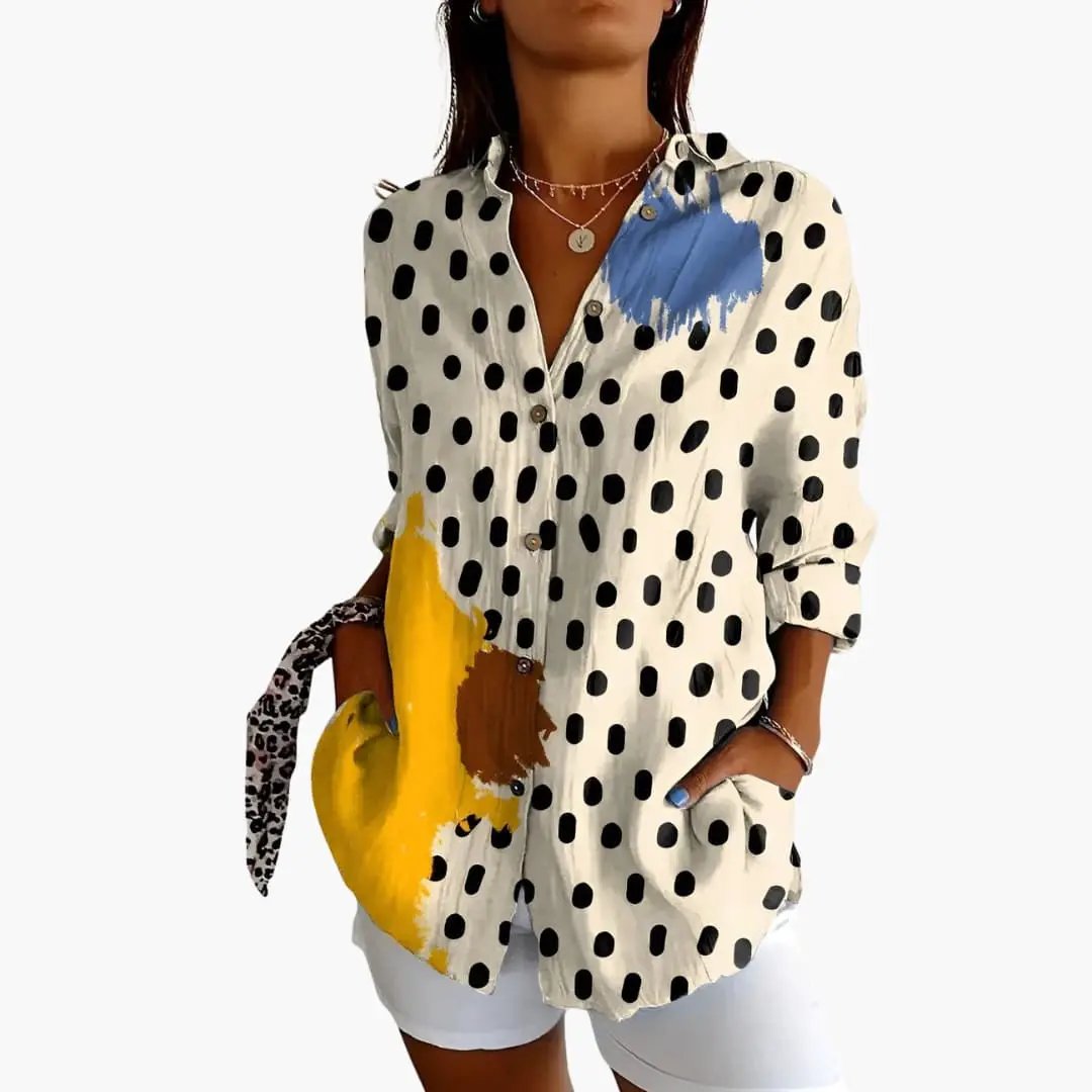 Women’s Printed Blouse Short Sleeve Loose Fit Everyday Top