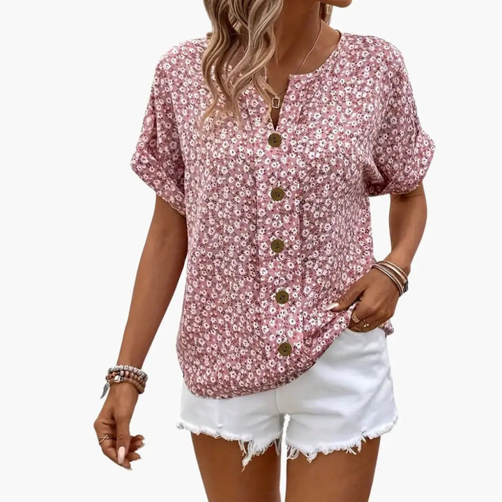 Women’s Printed Button-Down Blouse Long Sleeve Loose Fit Shirt