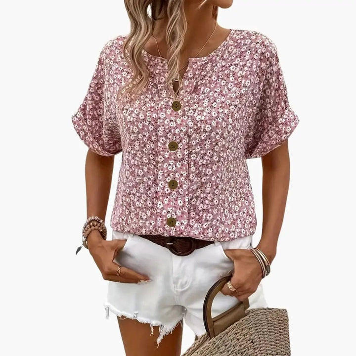 Women’s Printed Button-Down Blouse Long Sleeve Loose Fit Shirt