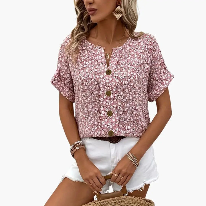 Women’s Printed Button-Down Blouse Long Sleeve Loose Fit Shirt