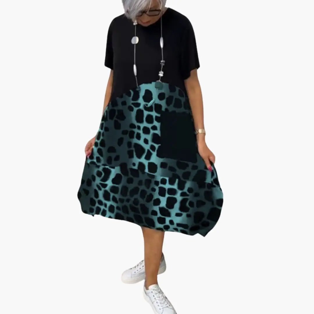 Women’s Printed Summer Dress with Short Sleeves