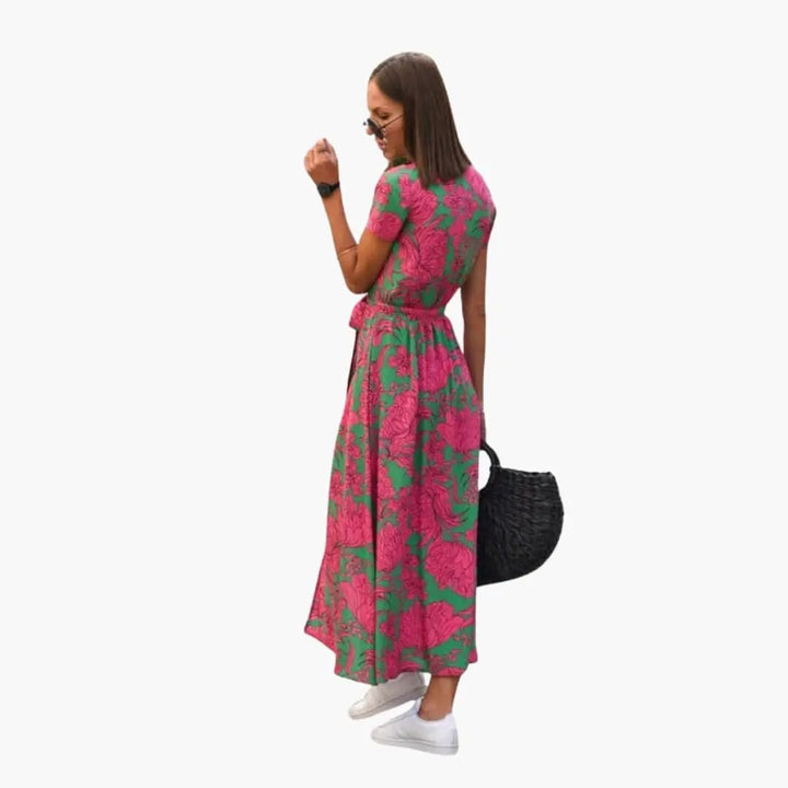 Women’s Printed Wrap Dress with Waist Belt
