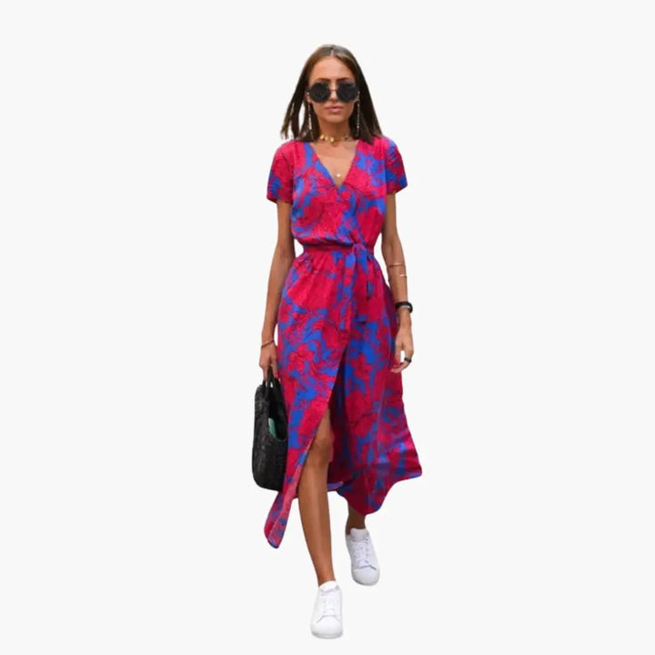 Women’s Printed Wrap Dress with Waist Belt