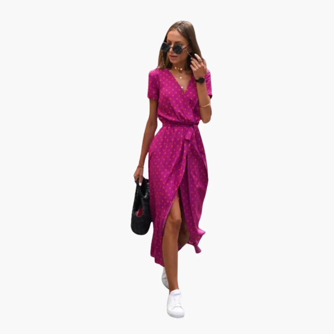 Women’s Printed Wrap Dress with Waist Belt
