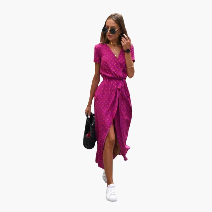 Women’s Printed Wrap Dress with Waist Belt