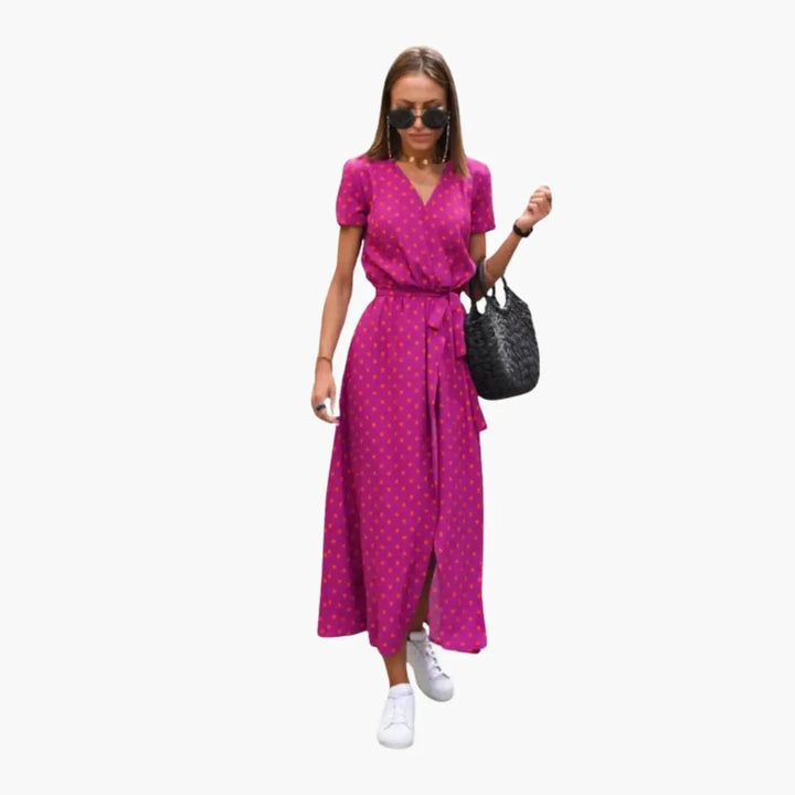 Women’s Printed Wrap Dress with Waist Belt