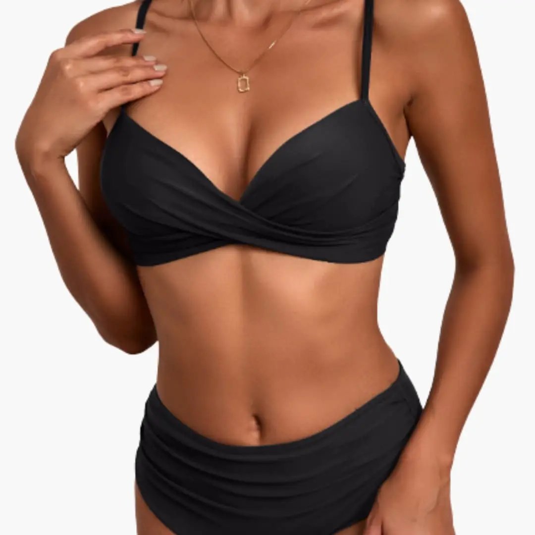 Women’s Push-Up Bikini Set with Cross Front Top