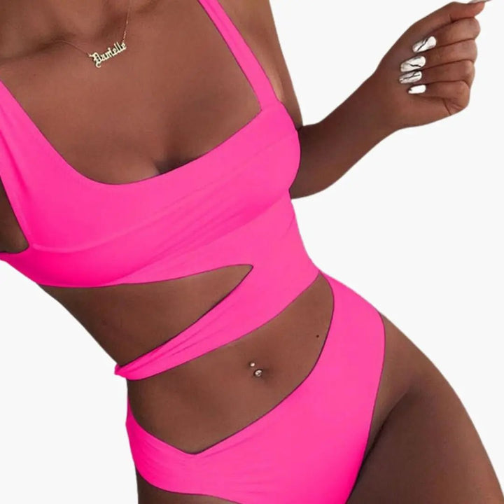 Women’s Push-Up One-Piece Swimsuit with Padded Cups and Adjustable Straps