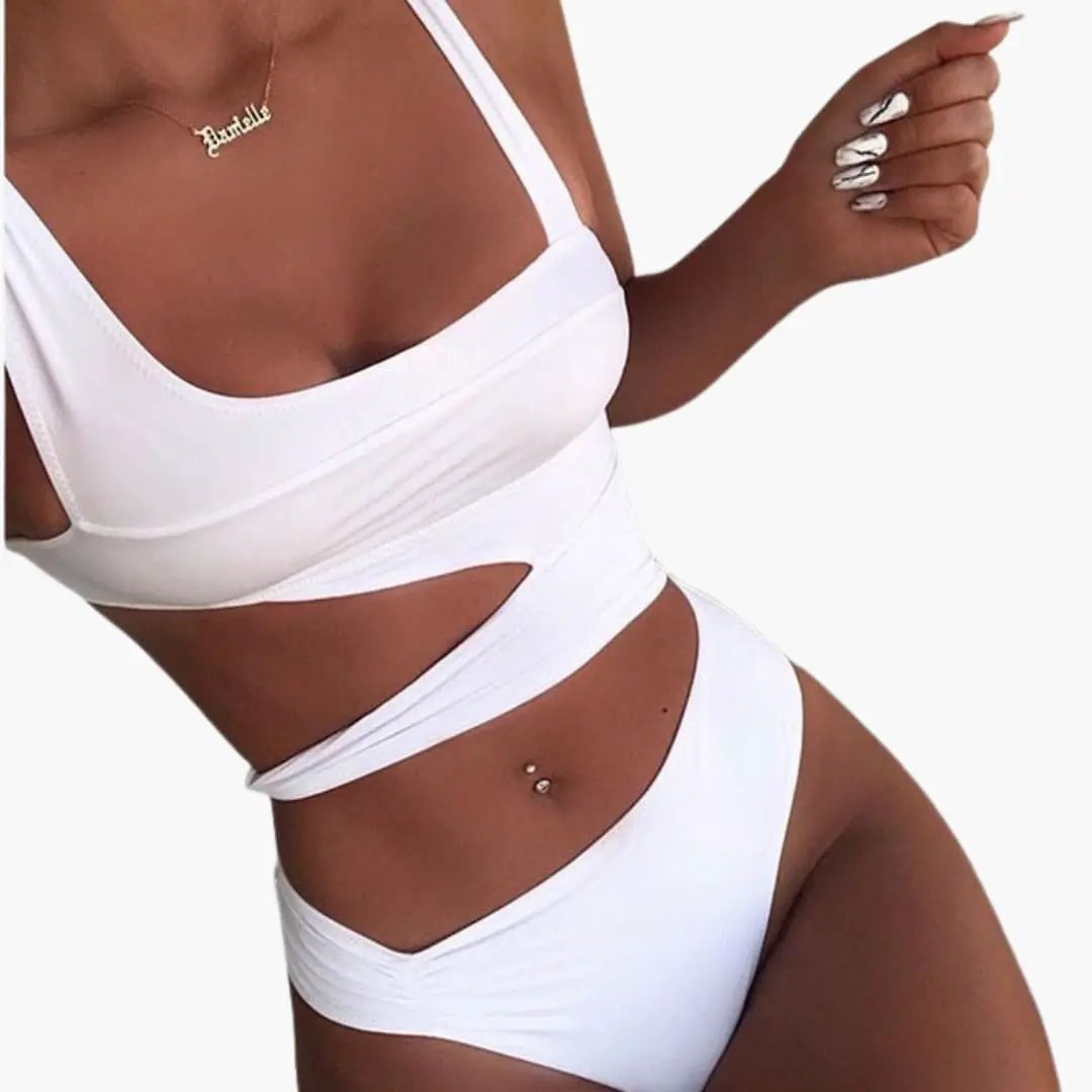 Women’s Push-Up One-Piece Swimsuit with Padded Cups and Adjustable Straps