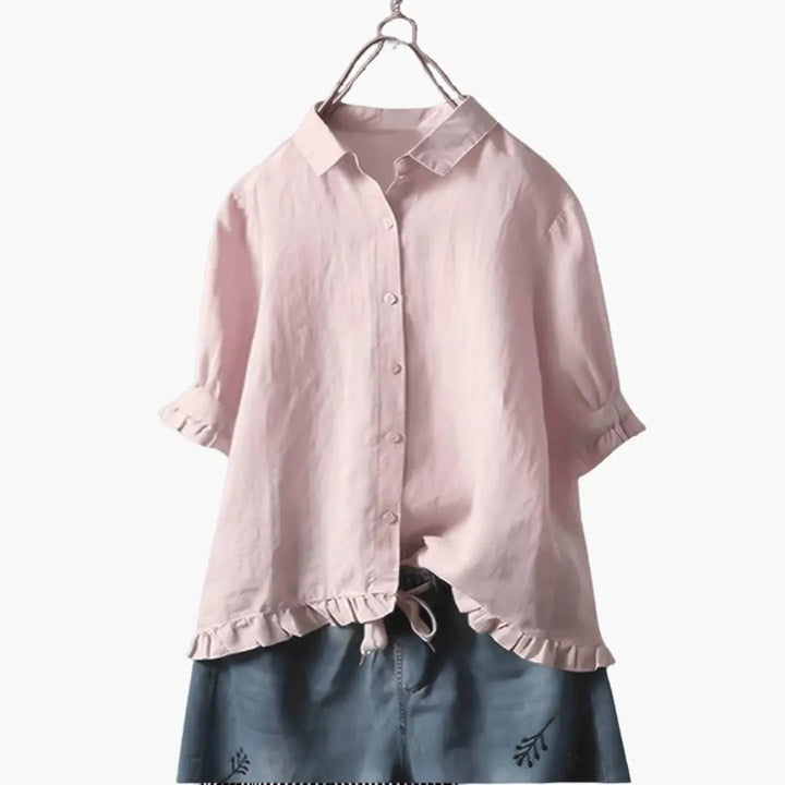 Women’s Relaxed Fit Crew Neck Blouse Long Sleeve Woven Pullover Top