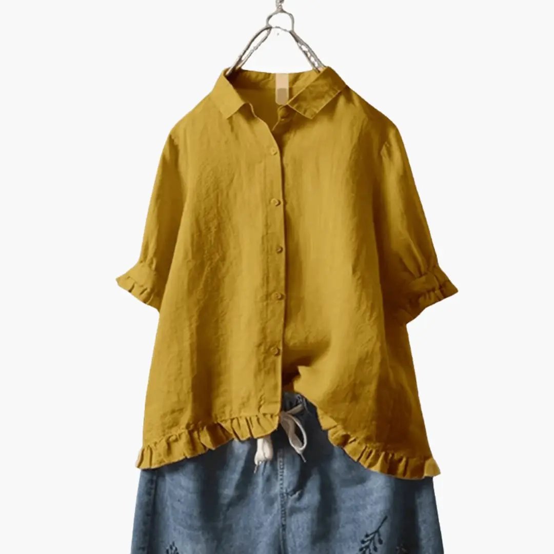 Women’s Relaxed Fit Crew Neck Blouse Long Sleeve Woven Pullover Top