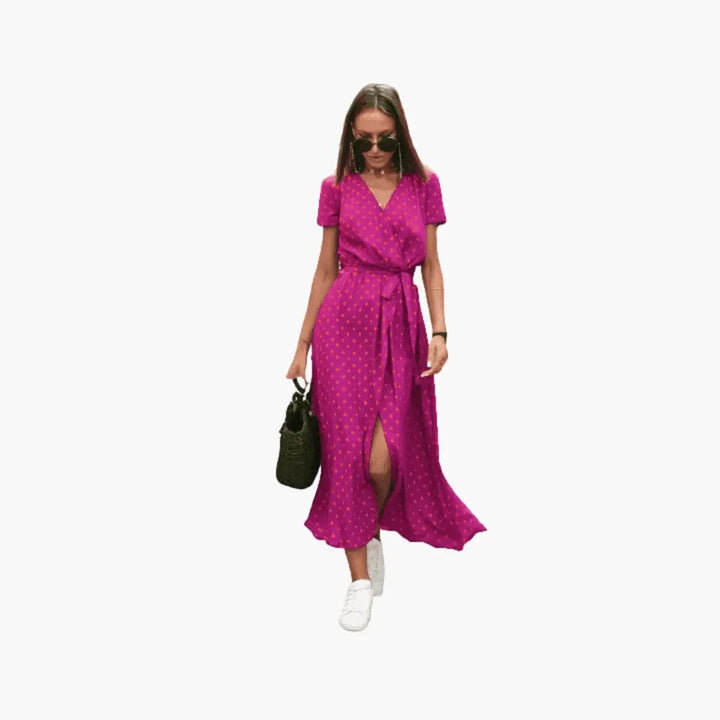 Women’s Round Neck Dress with Patterned Surface