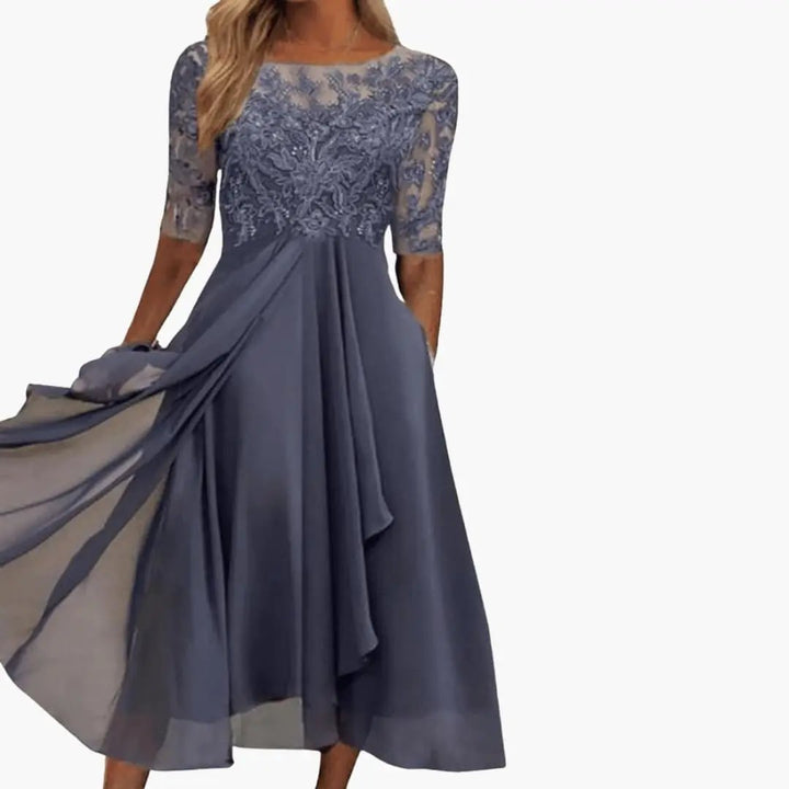Women’s Round Neck High Waist Midi Dress