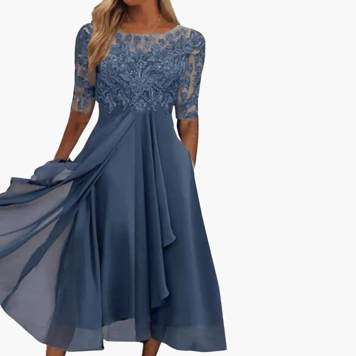 Women’s Round Neck High Waist Midi Dress