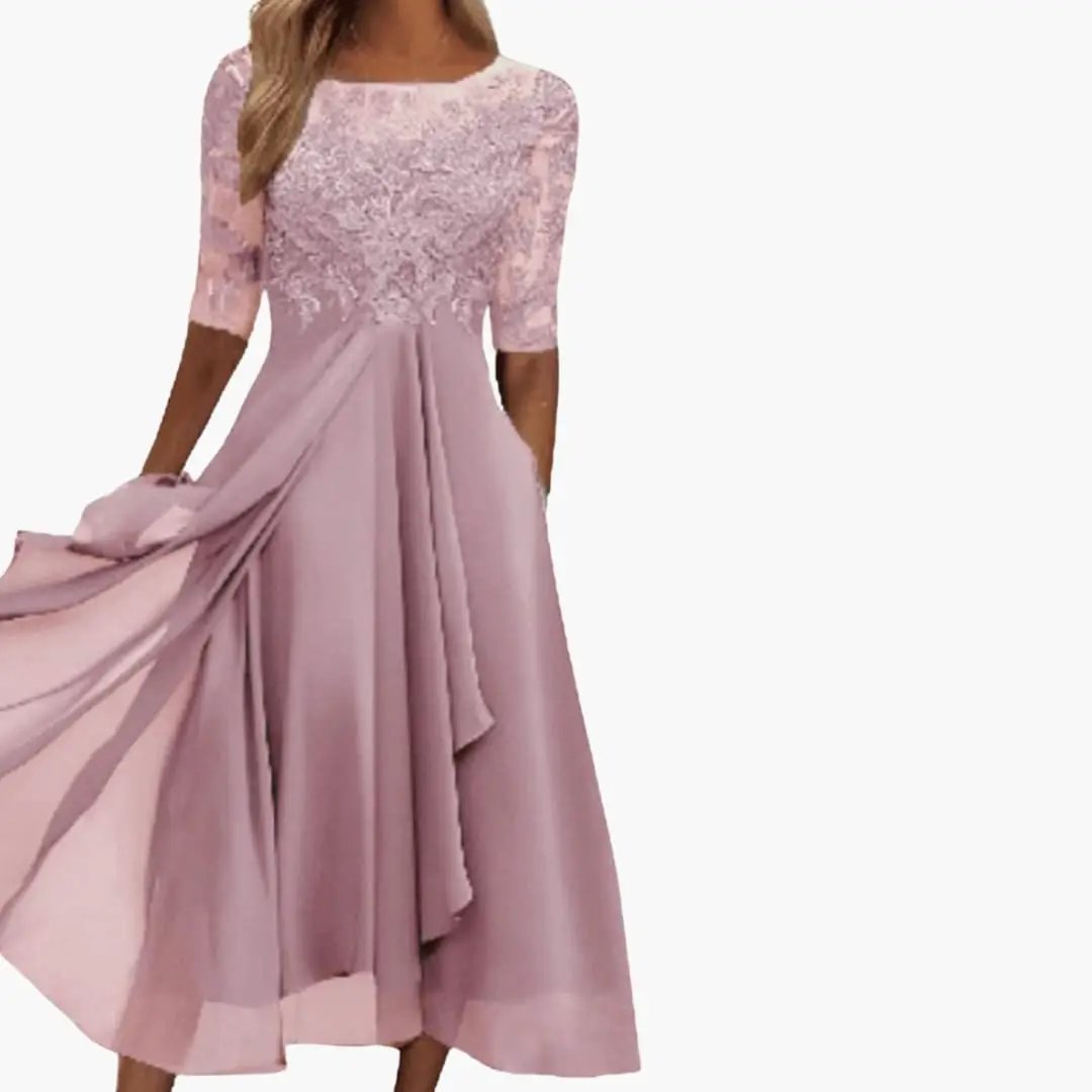 Women’s Round Neck High Waist Midi Dress