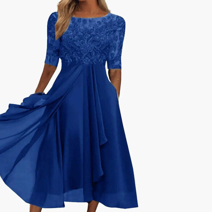 Women’s Round Neck High Waist Midi Dress