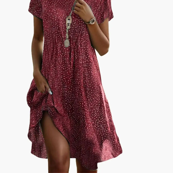 Women’s Round Neck Patterned Midi Dress