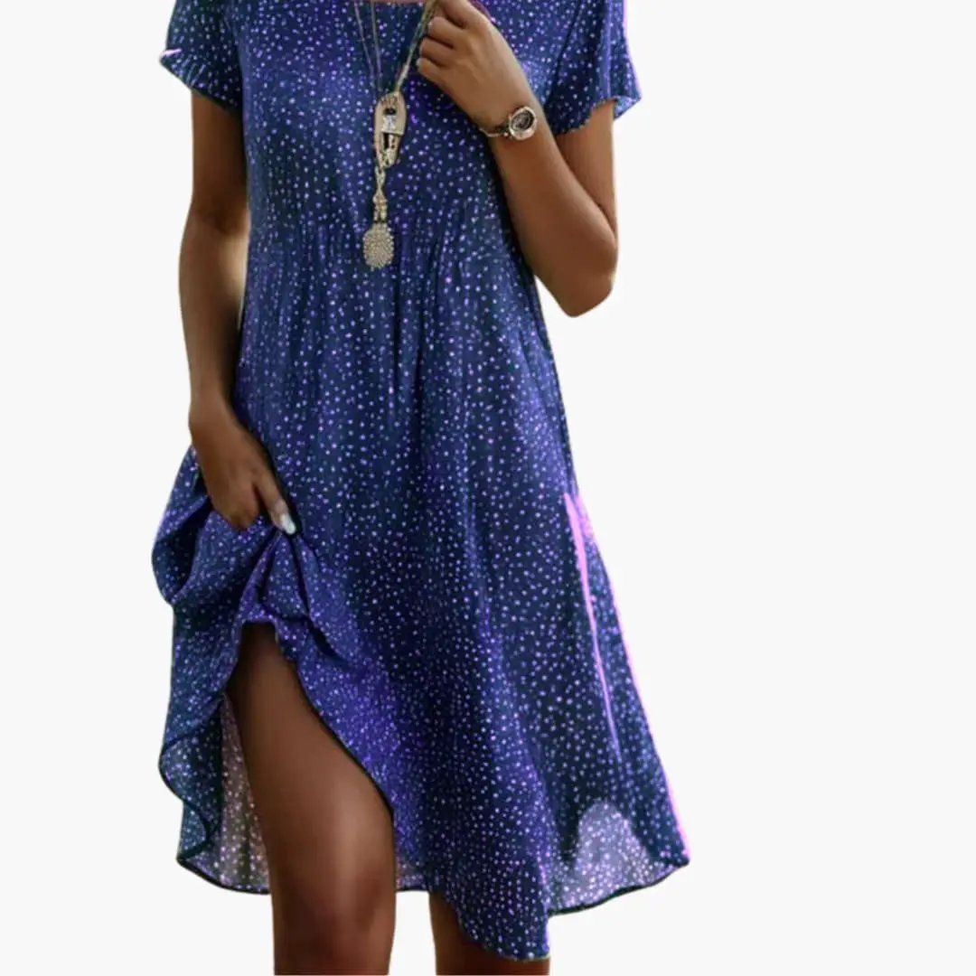 Women’s Round Neck Patterned Midi Dress