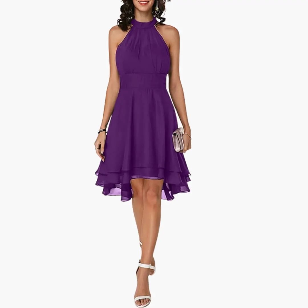 Women’s Round Neck Sleeveless Dress with Ruffle Detail