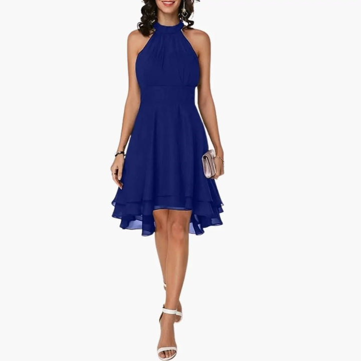 Women’s Round Neck Sleeveless Dress with Ruffle Detail