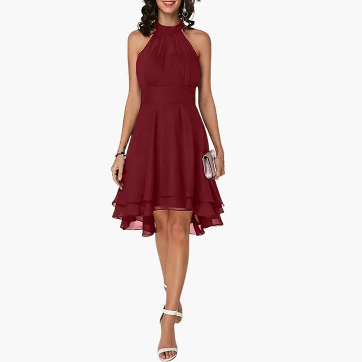 Women’s Round Neck Sleeveless Dress with Ruffle Detail