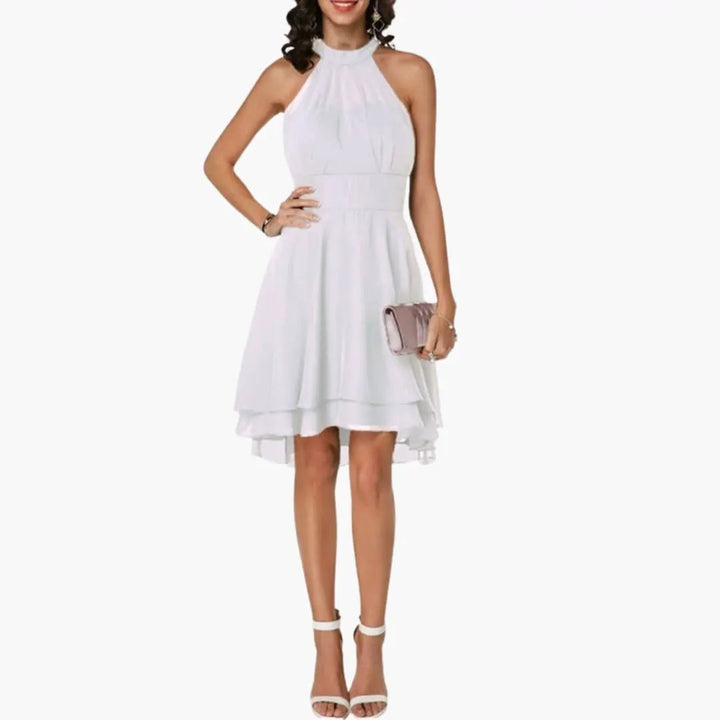 Women’s Round Neck Sleeveless Dress with Ruffle Detail