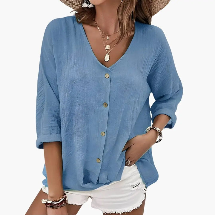 Women’s Scalloped Collar Button-Down Blouse