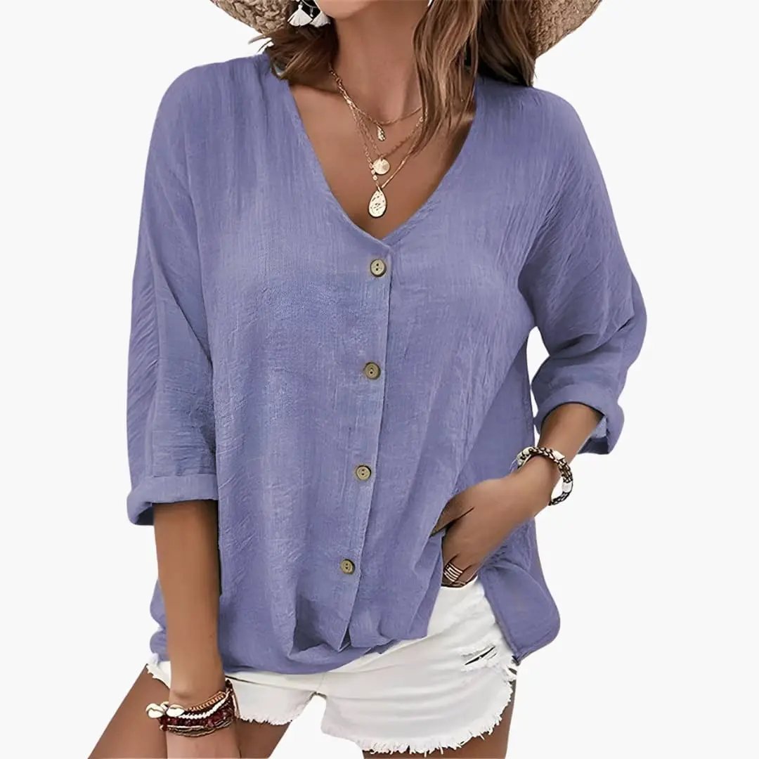 Women’s Scalloped Collar Button-Down Blouse