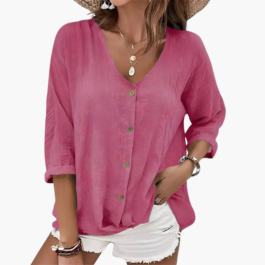 Women’s Scalloped Collar Button-Down Blouse