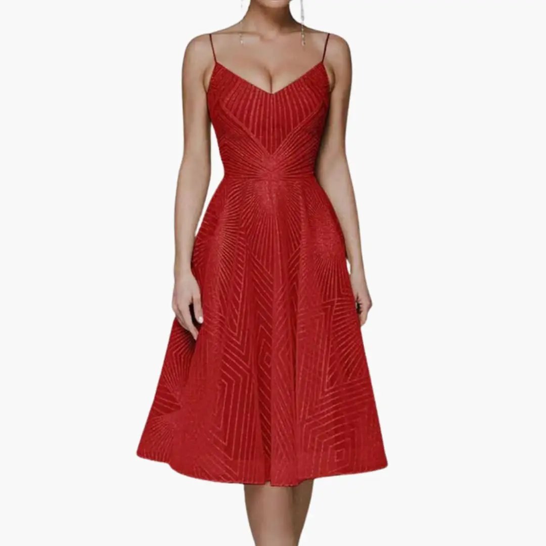 Women’s Sequin Evening Midi Dress with Spaghetti Straps and Sleeveless Fit