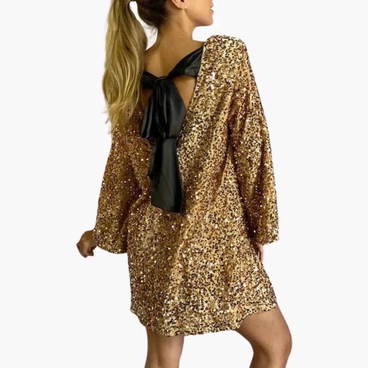 Women’s Sequin Mini Dress with Back Bow Detail