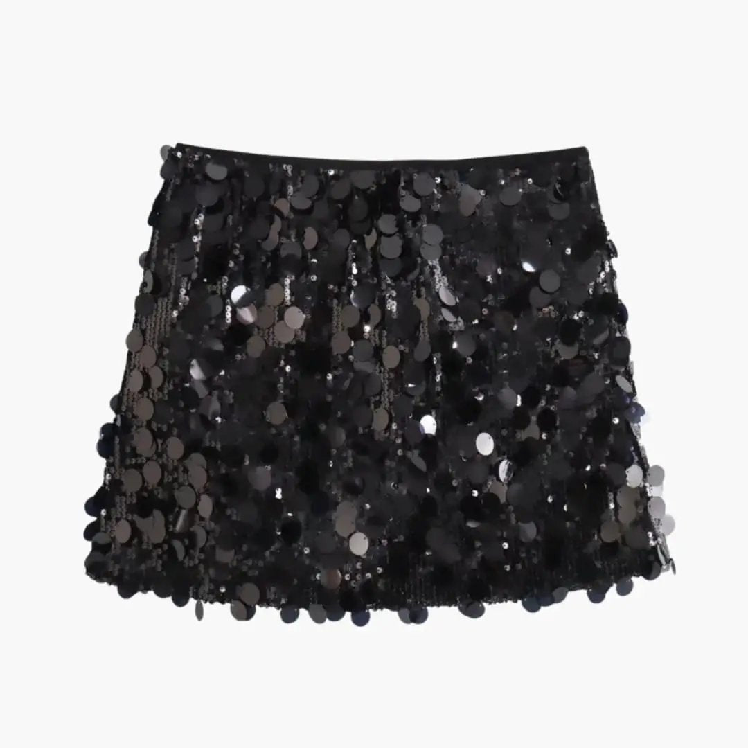 Women's Sequin Mini Skirt with Straight Hem
